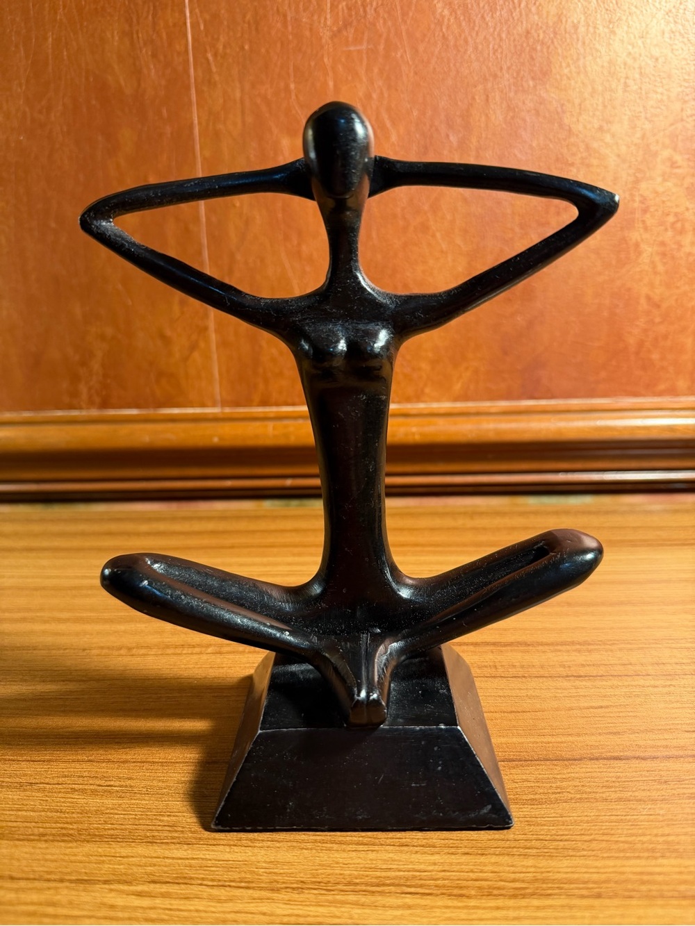 Abstract Yoga Woman Statue Figurine Modernist Seated Meditation Decor Black 8"